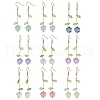 9 Pairs Flower Glass Dangle Earrings EJEW-JE06445-2