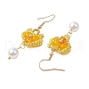 Glass Seed Beads Heart Dangle Earrings EJEW-MZ00336-01-4