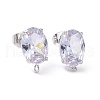 Brass Micro Pave Clear Cubic Zirconia Stud Earring Findings KK-G420-18P-1