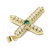 Rack Plating Brass Micro Pave Cubic Zirconia & Imitation Pearl Pendants KK-R163-02G-03-2