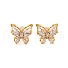 Butterfly Brass Micro Pave Cubic Zirconia Stud Earrings EJEW-B131-07G-02-4