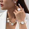Flat Round Alloy Enamel Pendant Necklaces & Stud Earrings & Rings & Link Bracelets Sets FS-WG42433-01-2