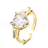 Brass Pave Cubic Zirconia Adjustable Cuff Rings for Women JI1426-5