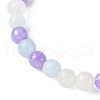 Natural Aquamarine & Rose Quartz & Amethyst Round Beaded Stretch Bracelet BJEW-JB09582-3