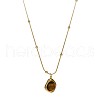 304 Stainless Steel Pave Natural Tiger Eye Pendant Necklaces FS-WG29919-01-2