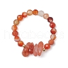 Natural Red Agate Beaded Rings RJEW-TA00191-04-2