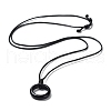 Natural Obsidian Ring Pendant Necklace with Waxed Cords NJEW-R262-01B-10-2
