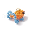 3Pcs 3 Colors Glass Seed Beaded Gold Fish Pendants PALLOY-MZ00561-5