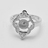 Adjustable Rhodium Plated 925 Sterling Silver Ring Components STER-K038-091P-2