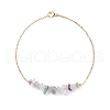 2Pcs 2 Color Natural Fluorite Chips Beaded Anklets Set with 304 Stainless Steel Cable Chains AJEW-AN00481-02-4