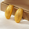 Geometric Stainless Steel Stripe Oval Stud Earrings IX6748-2