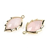 Natural Rose Quartz Faceted Leaf Pendants G-I375-04G-05-2