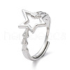 Non-Tarnish Ion Plating(IP) 304 Stainless Steel Hollow Star Adjustable Rings RJEW-D006-23P-1