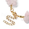 Natural Rose Quartz Chips & Pearl Beaded Bracelet BJEW-TA00349-04-3