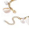 Natural Cowrie Shell & Brass Dolphin Starfish Charm Anklets AJEW-AN00650-4