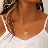 304 Stainless Steel Disc with Embossed Constellation Pendant Necklaces WG3413F-10-2