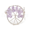 Natural Amethyst Beads with Solid Round Brass Beads and Eco-Friendly Copper Wire Rings RJEW-TA00183-01-2