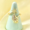 Ocean Theme Brass Micro Pave Cubic Zirconia Cuff Rings for Women RJEW-F184-17E-G-1