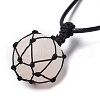 Natural Rose Quartz Round Pendant Necklace NJEW-H009-02-05-3