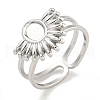 Non-Tarnish 304 Stainless Steel Sun Open Cuff Ring Components RJEW-A043-01P-1
