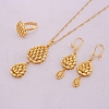 Teardrop Brass Pendant Necklace & Hoop Earrings & Finger Ring for Women FS-WGC4231-01-3