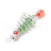 3Pcs 3 Colors Christmas Theme Copper Wired Glass Big Pendants PALLOY-JF02857-5