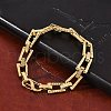 304 Stainless Steel Trapezoid Link Chain Bracelets for Women Men BJEW-F488-46G-2