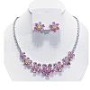 Flower Brass Micro Pave Cubic Zirconia Necklaces & Stud Earrings Sets FS-WGB2349-01-2