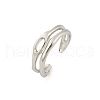 Hollow Out 304 Stainless Steel Cuff Rings for Women RJEW-G338-23P-4