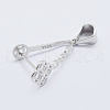 Anti-Tarnish Rhodium Plated 925 Sterling Silver Micro Pave Cubic Zirconia Pendant Bails STER-E054-13P-1