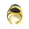 Teardrop Natural Gemstone Open Cuff Rings RJEW-C087-01G-4
