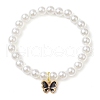 Alloy Enamel Butterfly Charm Stretch Bracelets for Women BJEW-JB11447-3