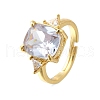 Brass Micro Pave Cubic Zirconia Finger Rings for Women RJEW-F181-11G-7