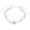 Natural Cowrie Shell & Alloy Charm Beaded Braided Bead Bracelets for Women BJEW-JB11905-3