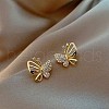 Butterfly Alloy Crystal Rhinestone Stud Earrings FS-WG77936-01-2