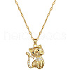 Cat Shaped Brass Micro Pave Clear and Black Cubic Zirconia
Pendant Necklaces FS-WG44377-01-2