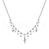 Alloy Micro Pave Cubic Zirconia Pendant Bib Necklaces for Women PW-WG44820-01-5