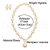 ABS Plastic Imitation Pearl Round Beaded Pendant Necklaces & Dangle Earrings Sets for Women WGD1C77-02-2