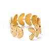 Ion Plating(IP) 304 Stainless Steel Olive Leaf Wrap Open Cuff Ring for Women RJEW-H107-05G-2