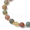 3Pcs Natural Indian Agate & Citrine & Aquamarine & Rose Quartz & Amethyst Round Beaded Bracelets BJEW-JB11925-6