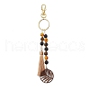 Lava Rock & Tiger Eye & Resin & Wood Tassels Keychain KEYC-JKC00920-4