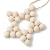 Star Wood Beads Pendant Decorations HJEW-TA00299-4