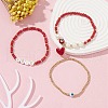 Mother's Day Jewellery 3Pcs 3 Style Natural Pearl & Glass & Acrylic Word Stretch Bracelets Set BJEW-TA00319-5
