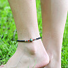 Alloy Rondelle & Dyed Synthetic Turquoise Heishi Braided Beaded Adjustable Anklets for Women FS-WG1CCC6-01-2