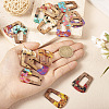 16Pcs 8 Colors Transparent Resin & Walnut Wood Pendants RESI-TA0001-97-6