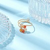 Flower Natural Carnelian Adjustable Rings RJEW-TA00126-01-2