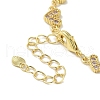 Rack Plating Brass Micro Pave Cubic Zirconia Heart Link Chain Bracelets for Women BJEW-P323-09G-05-3