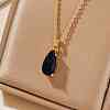 Elegant Brass Pave Glass Fashion Water Drop Pendant Necklaces BP5132-1-1