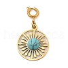 Natural Green Turquoise Flat Round Boho Pendants Decorations STAS-K260-02G-1