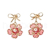 Flower Handmade Glass Seed Beads Dangle Stud Earrings EJEW-MZ00471-04-2